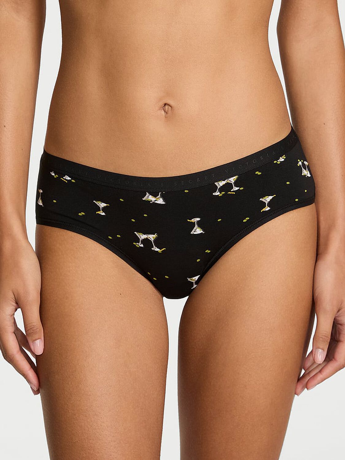 vs Victoria's Secret Stretch Cotton Hiphugger Panty Black Martinis 1 of 3 