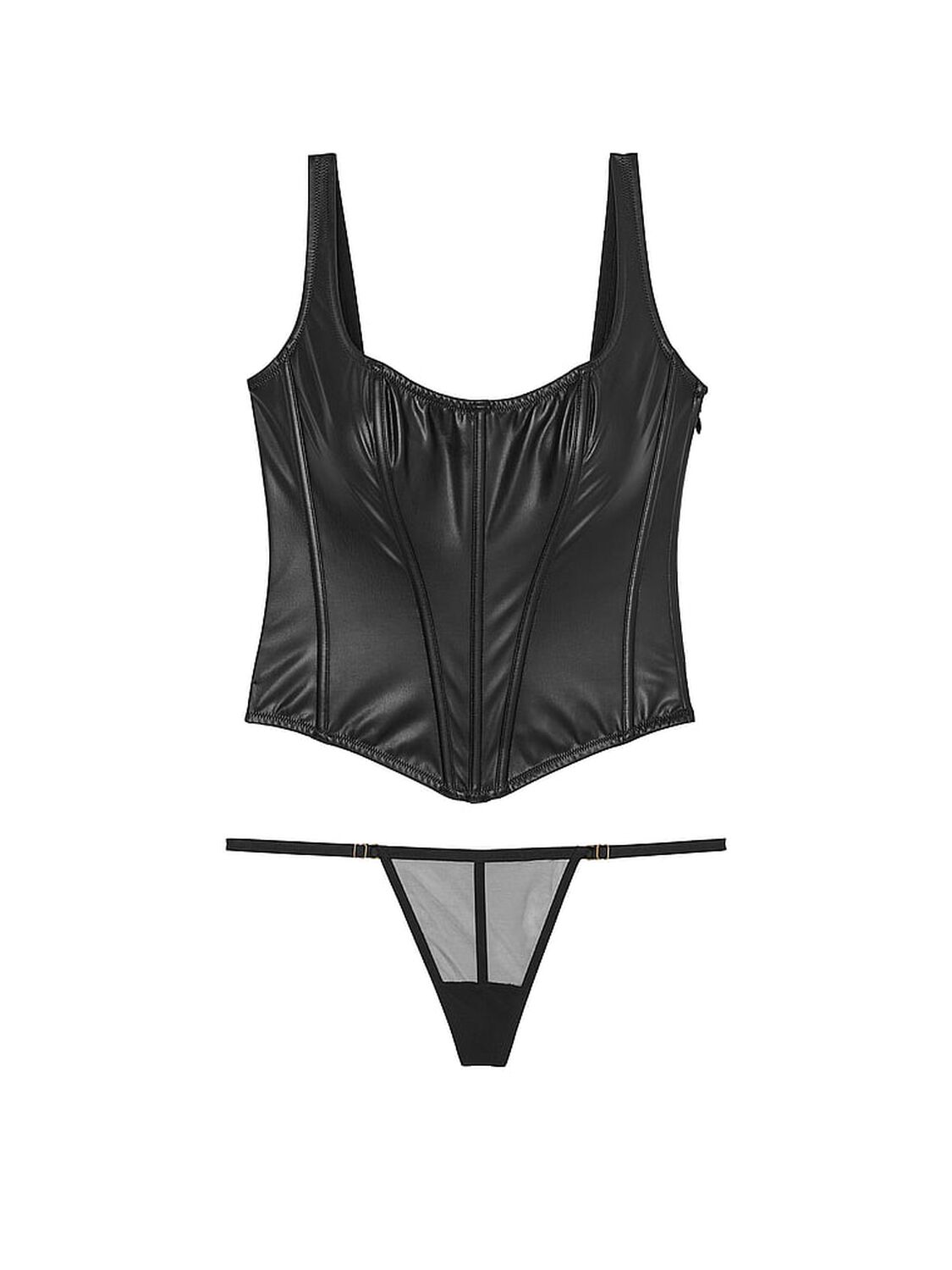 vs Very Sexy Classic Faux Leather Corset Set Black 3 of 3 
