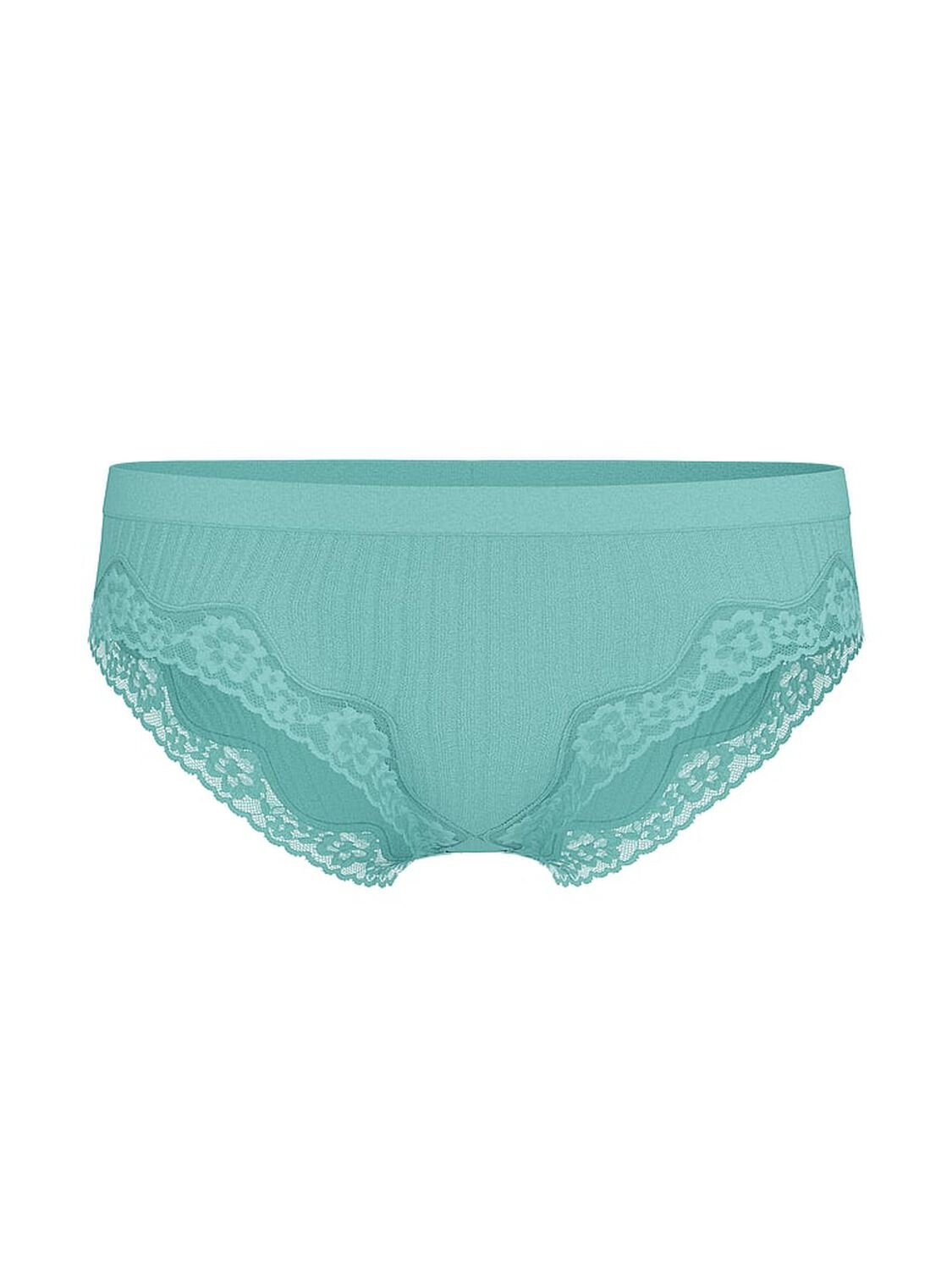vs Seamless Seamless Rib Lace-Trim Bikini Panty Dusty Turquoise 1 of 2 