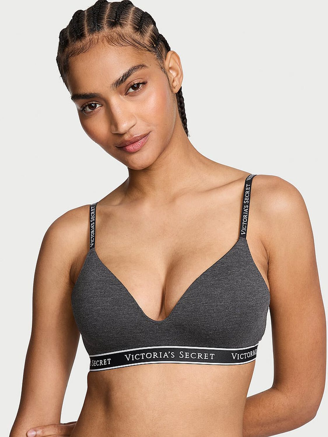 vs The T-Shirt Lightly Lined Wireless Cotton Bra Charcoal Heather Grey 1 of 3 