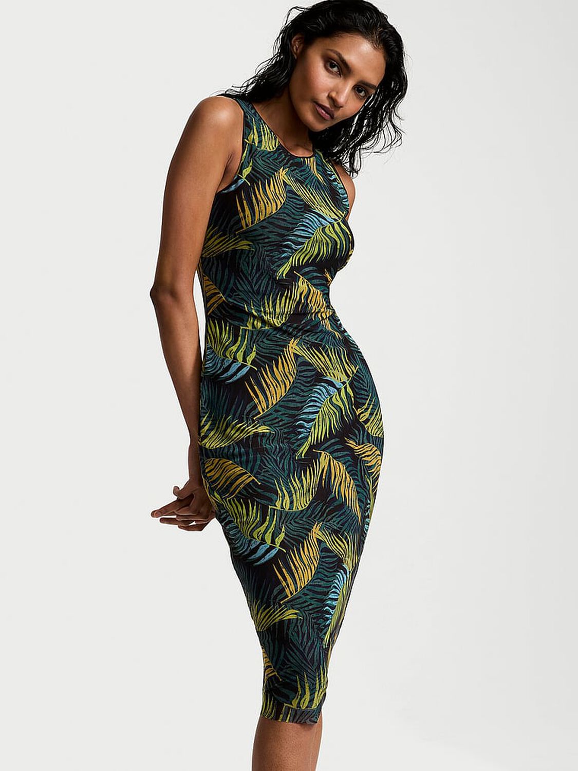 vs Victoria's Secret Swim Beachwear Mesh Midi Dress Palm Royale 1 of 3 