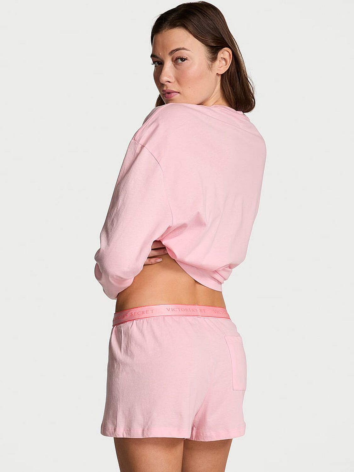 vs Victoria's Secret 100% Cotton Shine Long-Sleeve Short Pajama Set Prettyblossom 2 of 2 