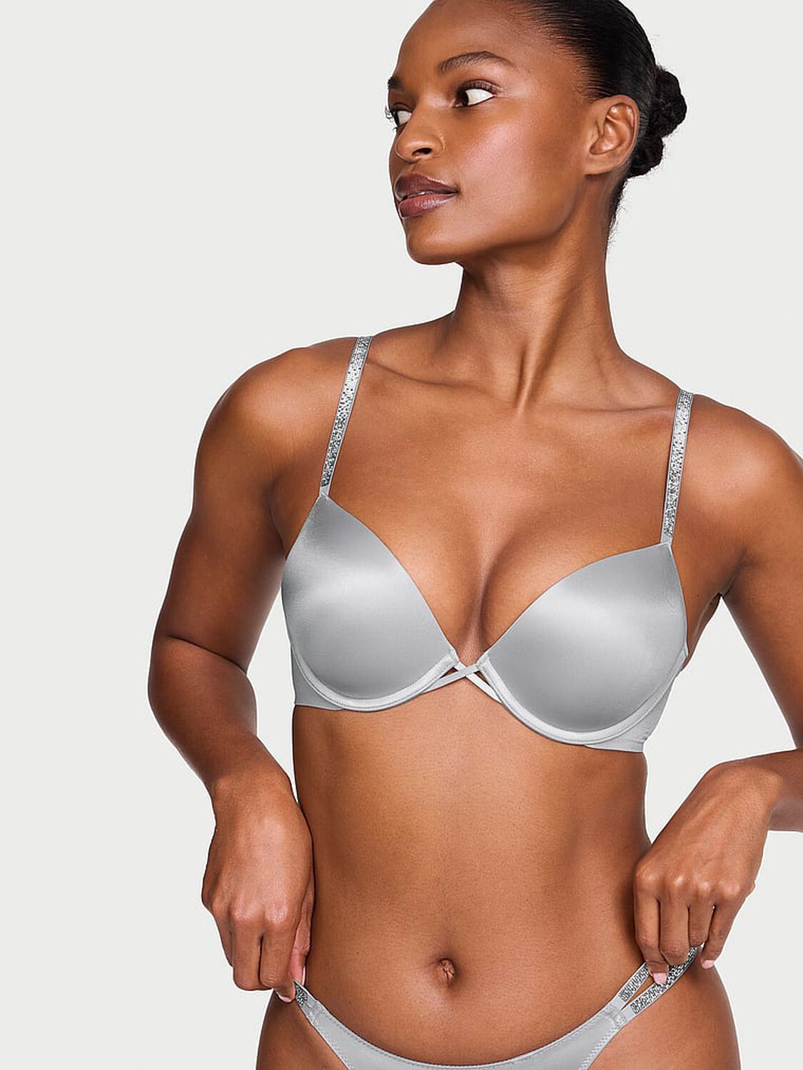 vs Very Sexy Bombshell Add-2-Cups Gradient Shine Strap Push-Up Bra Sterling 1 of 3 