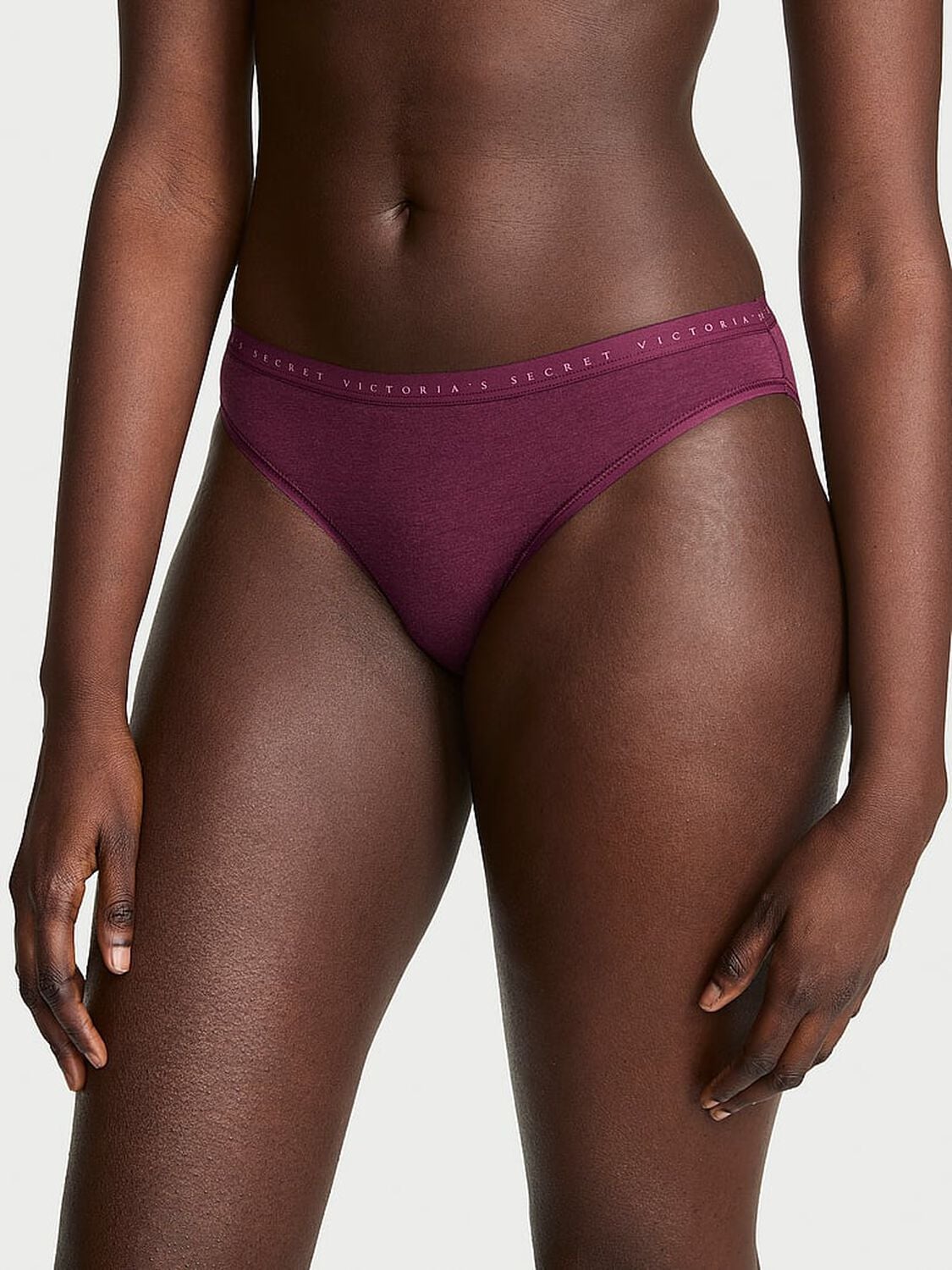 vs Victoria's Secret Stretch Cotton Bikini Panty Rich Maroon 1 of 2 