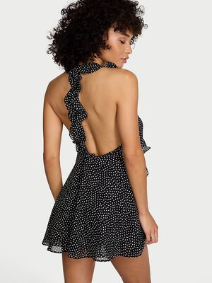 Chiffon Polka Dot Flutter Mini Dress