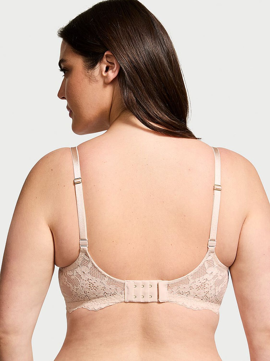 vs Dream Angels Smooth & Lace Lightly Lined Classic Coverage Demi Bra Marzipan 2 of 3 