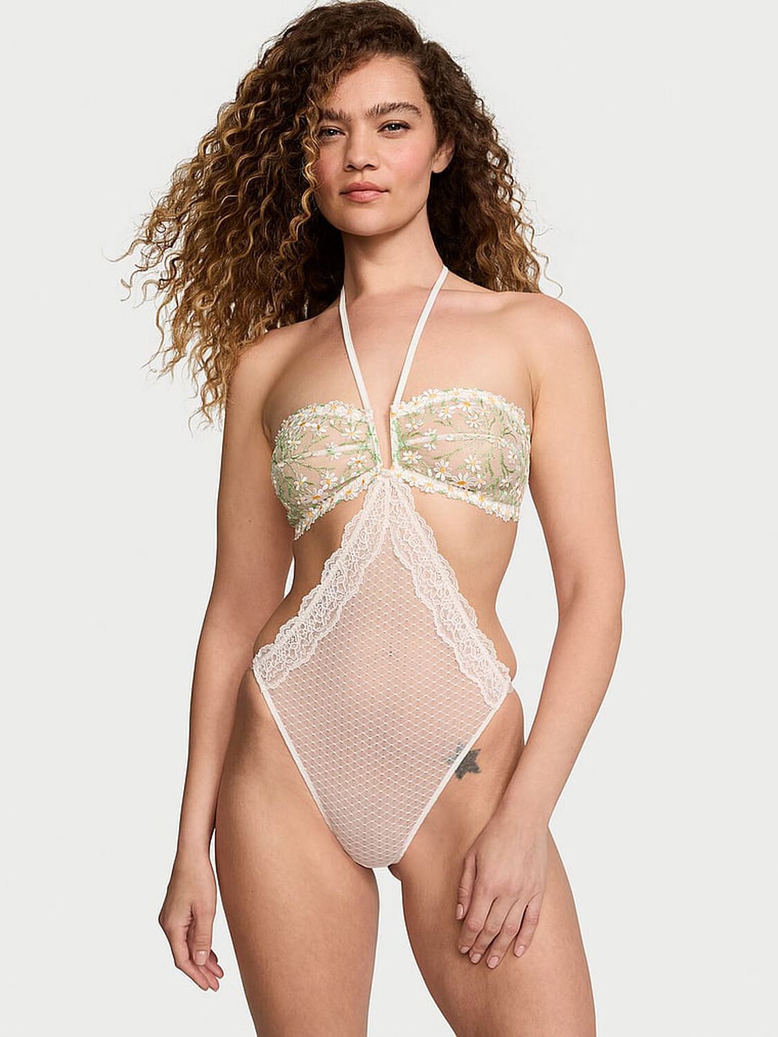 vs Very Sexy Daisy Chain Embroidery Halter Teddy 1 of 4 