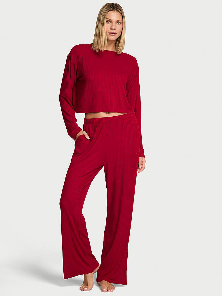 SoSoft™ Modal Wide-Rib Long Lounge Set Red Lacquer | Victoria's