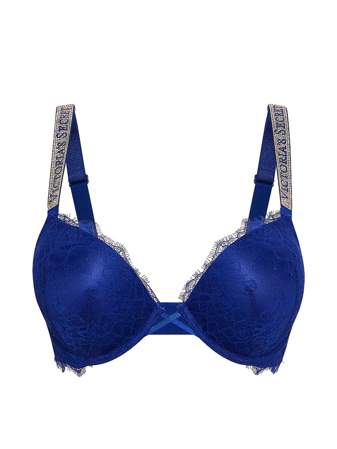vs Very Sexy Bombshell Add-2-Cups Shine Strap Rose Lace Push-Up Bra Fantasia Blue 3 of 3 