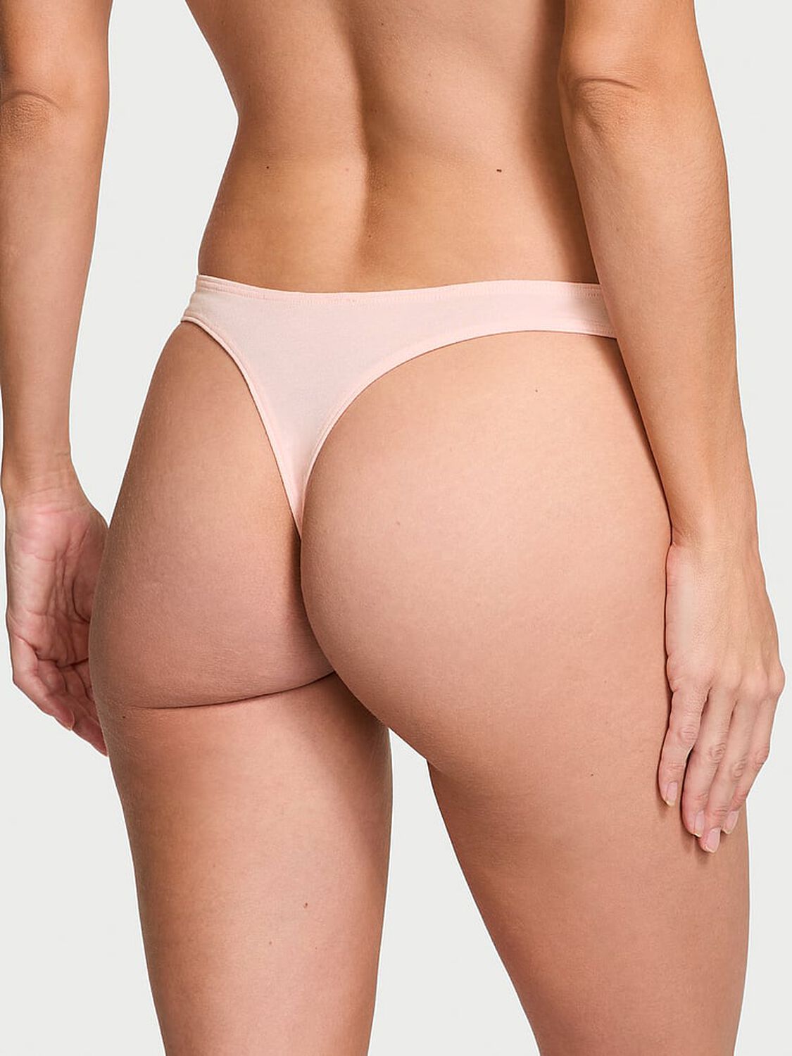 vs Victoria's Secret Stretch Cotton High-Leg Scoop Thong Panty Purest Pink 2 of 3 