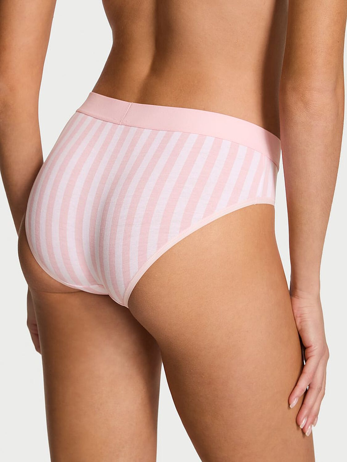 vs Cotton Logo Cotton Shine Patch Hiphugger Panty Pink Stripes 1 of 2 