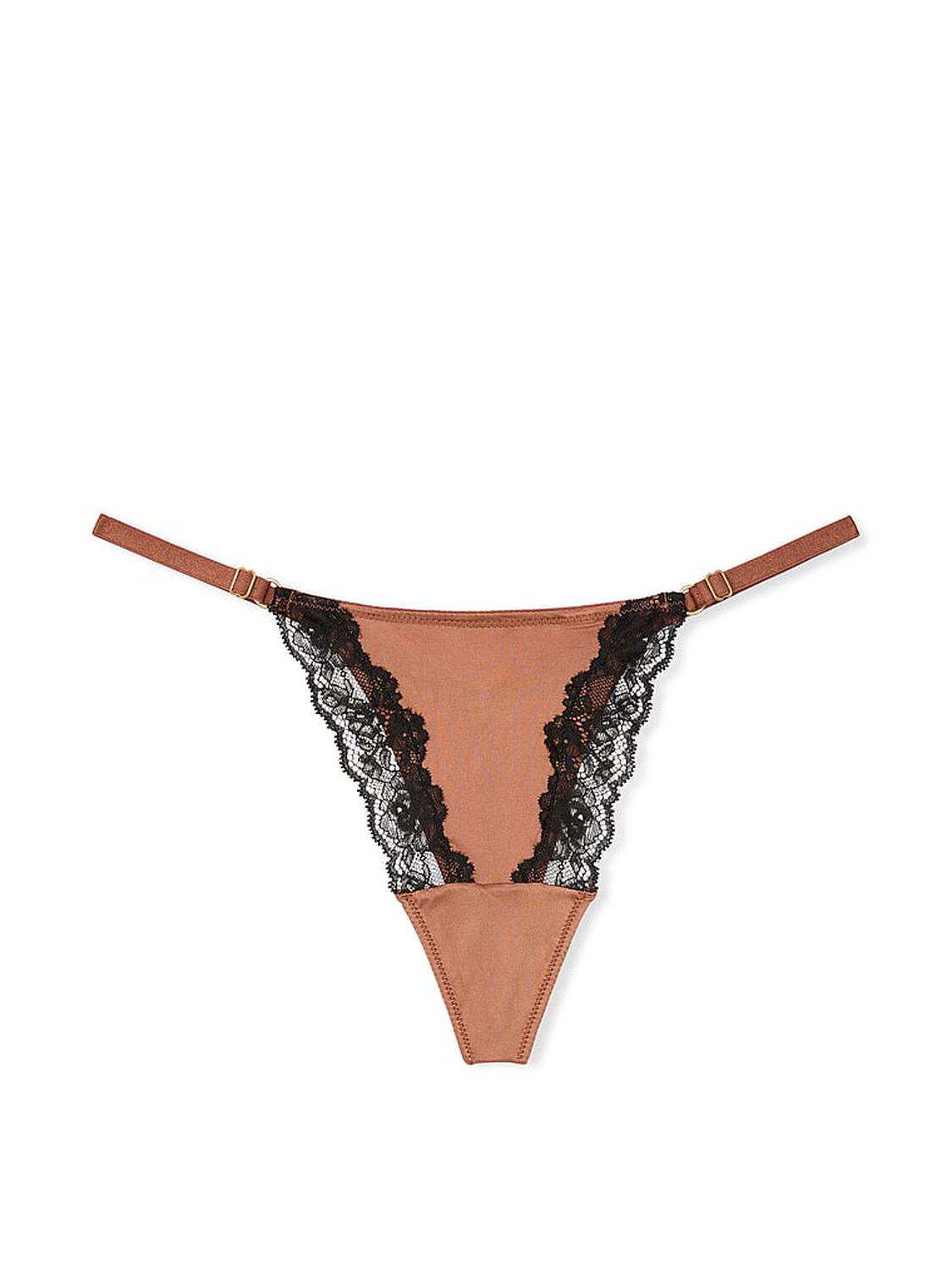 vs Very Sexy Lace-Trim High-Leg Adjustable V-String Panty Caramel 3 of 3 