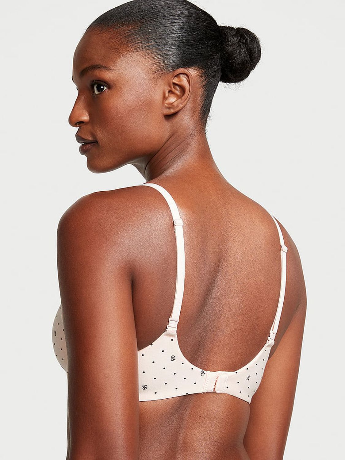 vs The T-Shirt Cotton Lightly Lined Demi Bra Purest Pink Logo Dots 2 of 4 