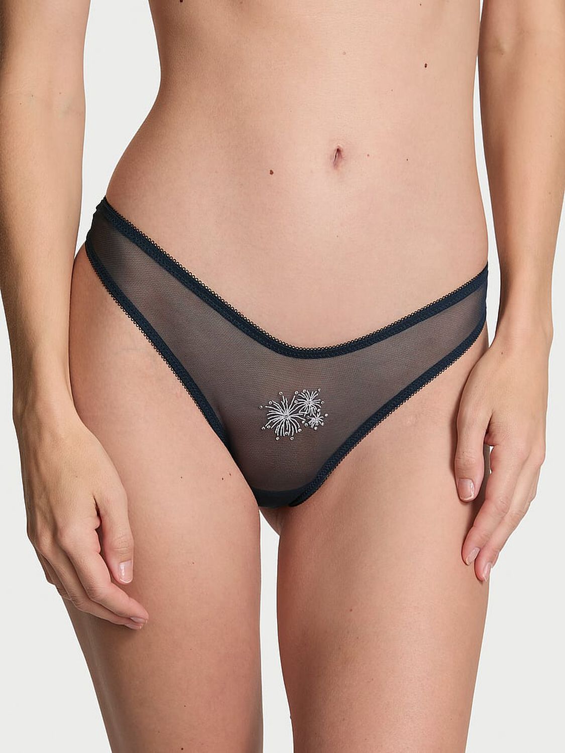 vs Very Sexy Flirty Mesh Thong Panty Dark Twilight 1 of 4 