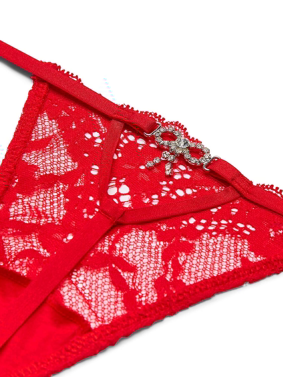 vs Dream Angels Twinkle Bow Lace V-String Panty Bright Vermillion 4 of 4 