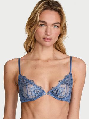 Denim Rose Lace Unlined Demi Bra