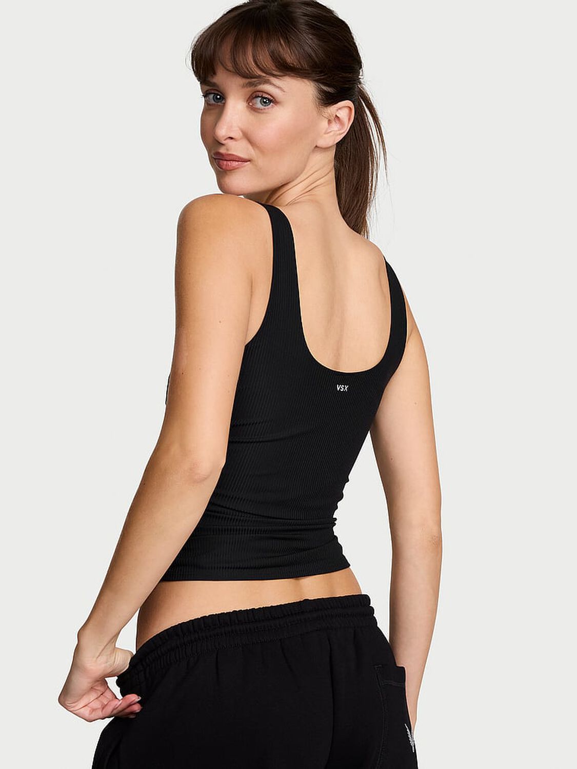 vs Vsx VSX Elevate&trade; Rib Ruched Tank Top Black 2 of 2 