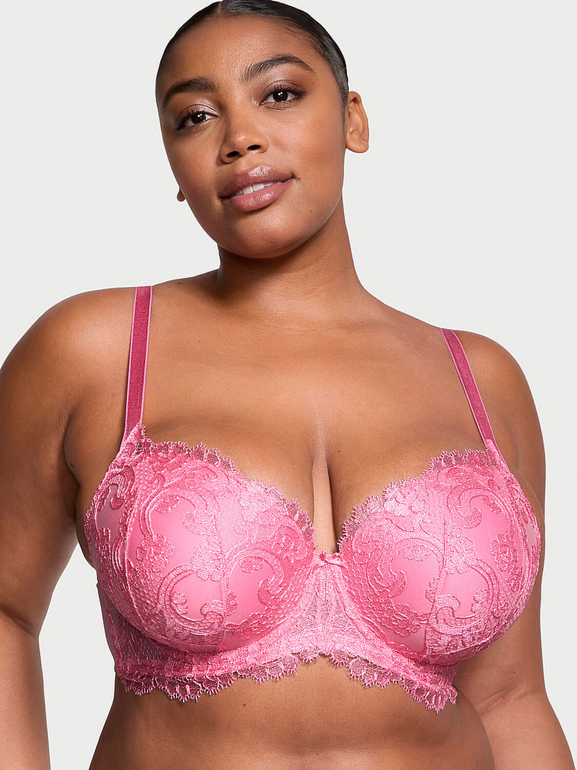 vs Dream Angels Boho Floral Embroidery Lightly Lined Demi Bra 1 of 4 