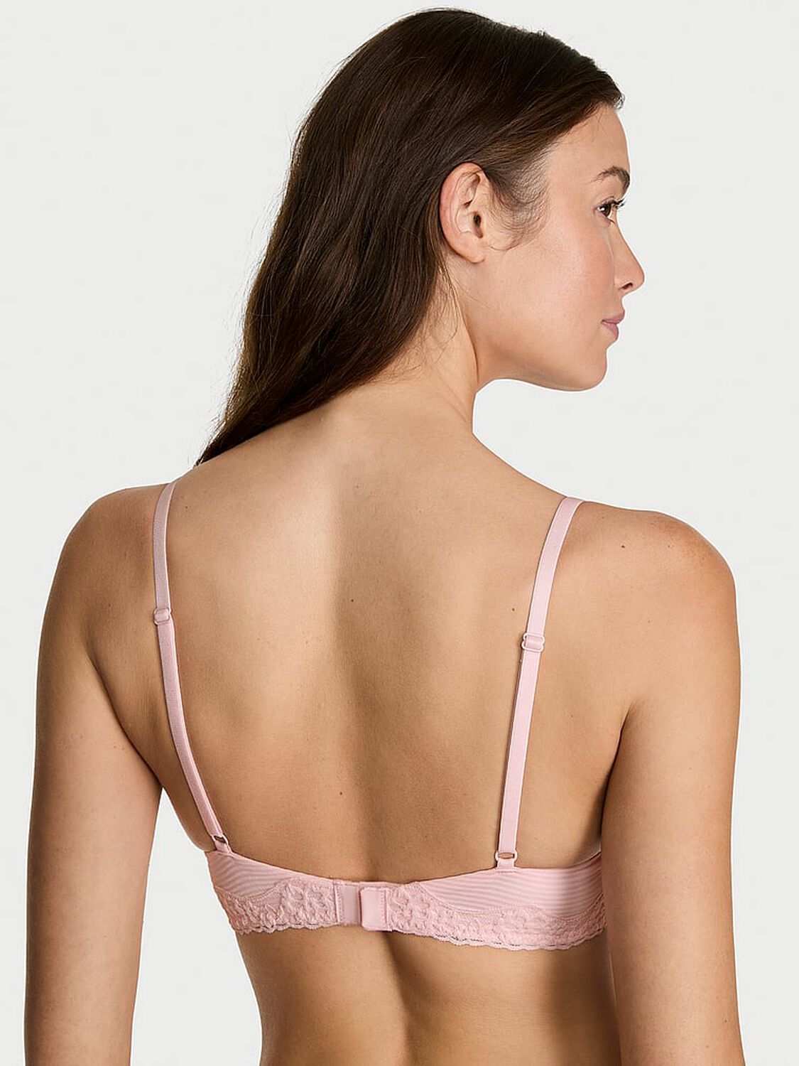 vs The T-Shirt Perfect Shape Cotton Shadow Stripe Lace-Trim Push-Up Bra Angel Pink 2 of 3 