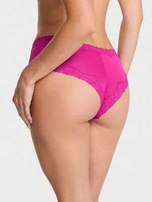 Cotton Shadow Stripe Lace-Waist Cheeky Panty