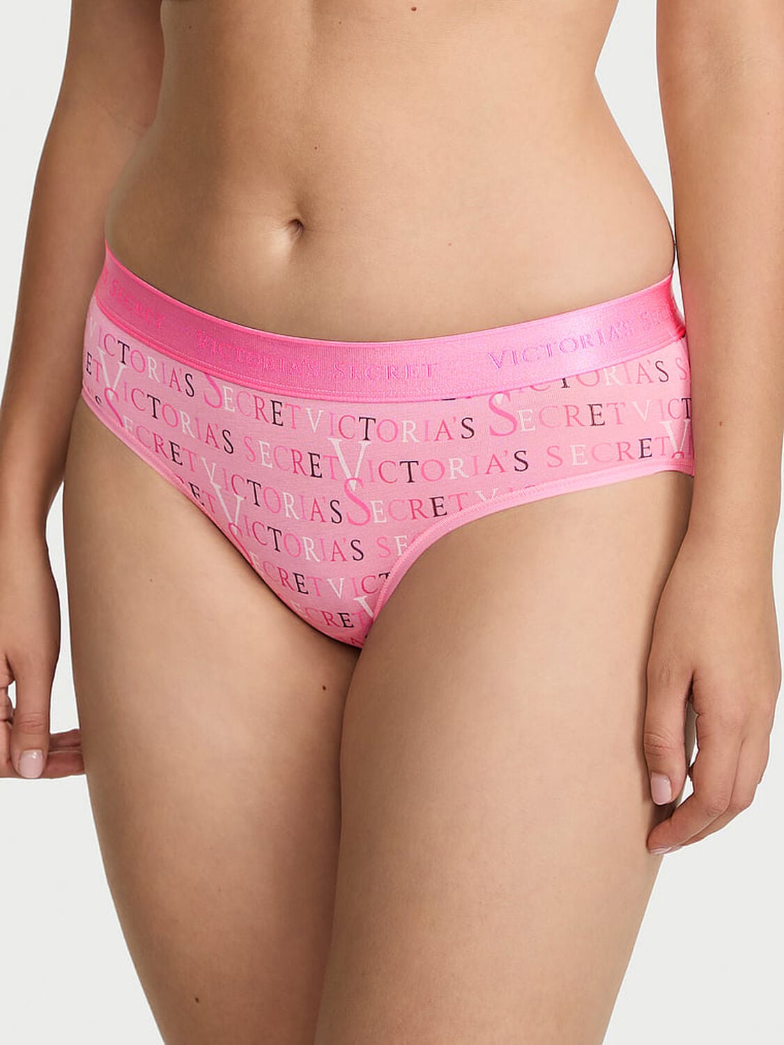 vs Cotton Logo Cotton Hiphugger Panty Victoria Pink Heritage 1 of 2 