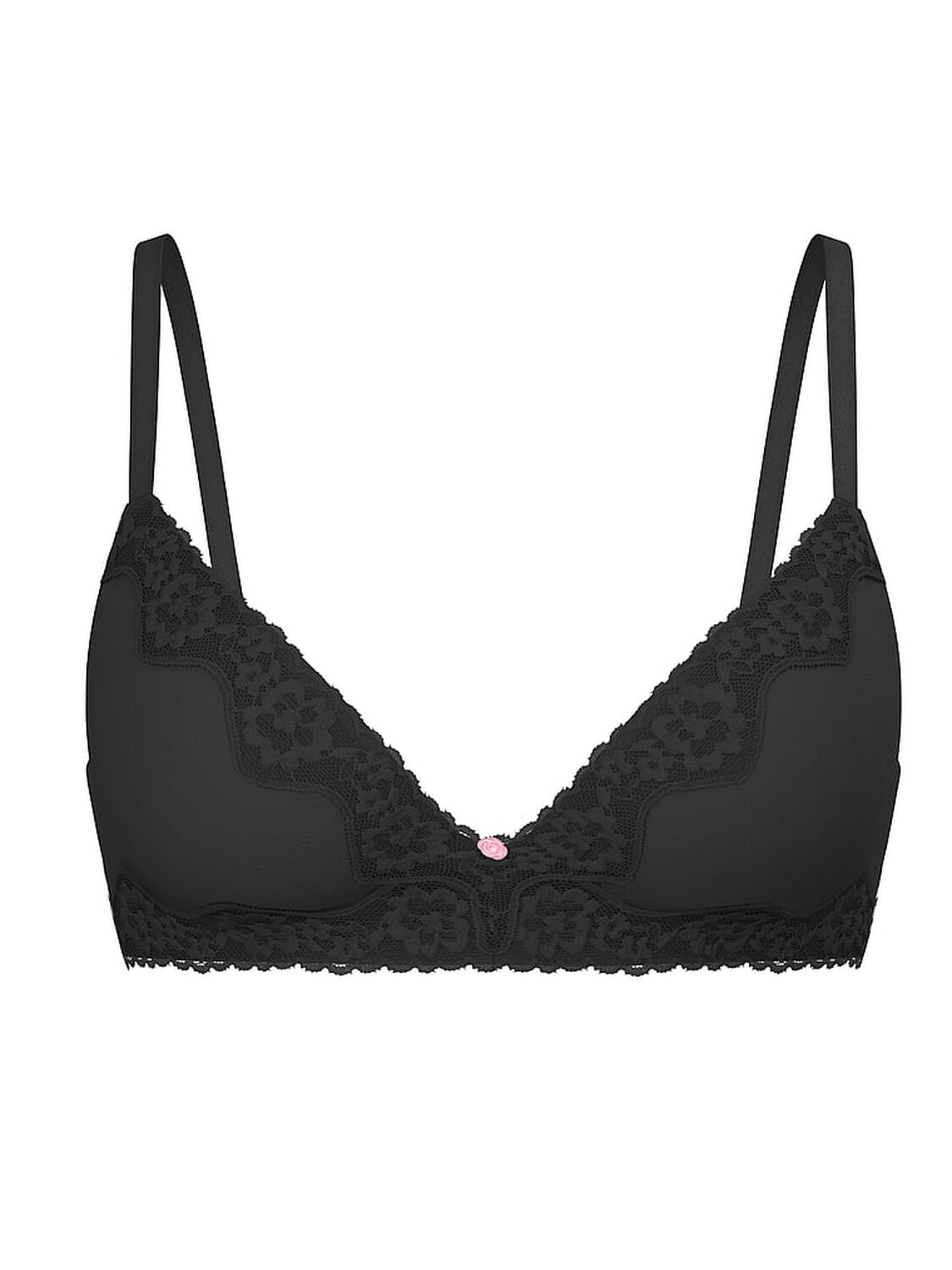 vs The T-Shirt Cotton Shadow Stripe Lightly Lined Wireless Bra Black 3 of 4 