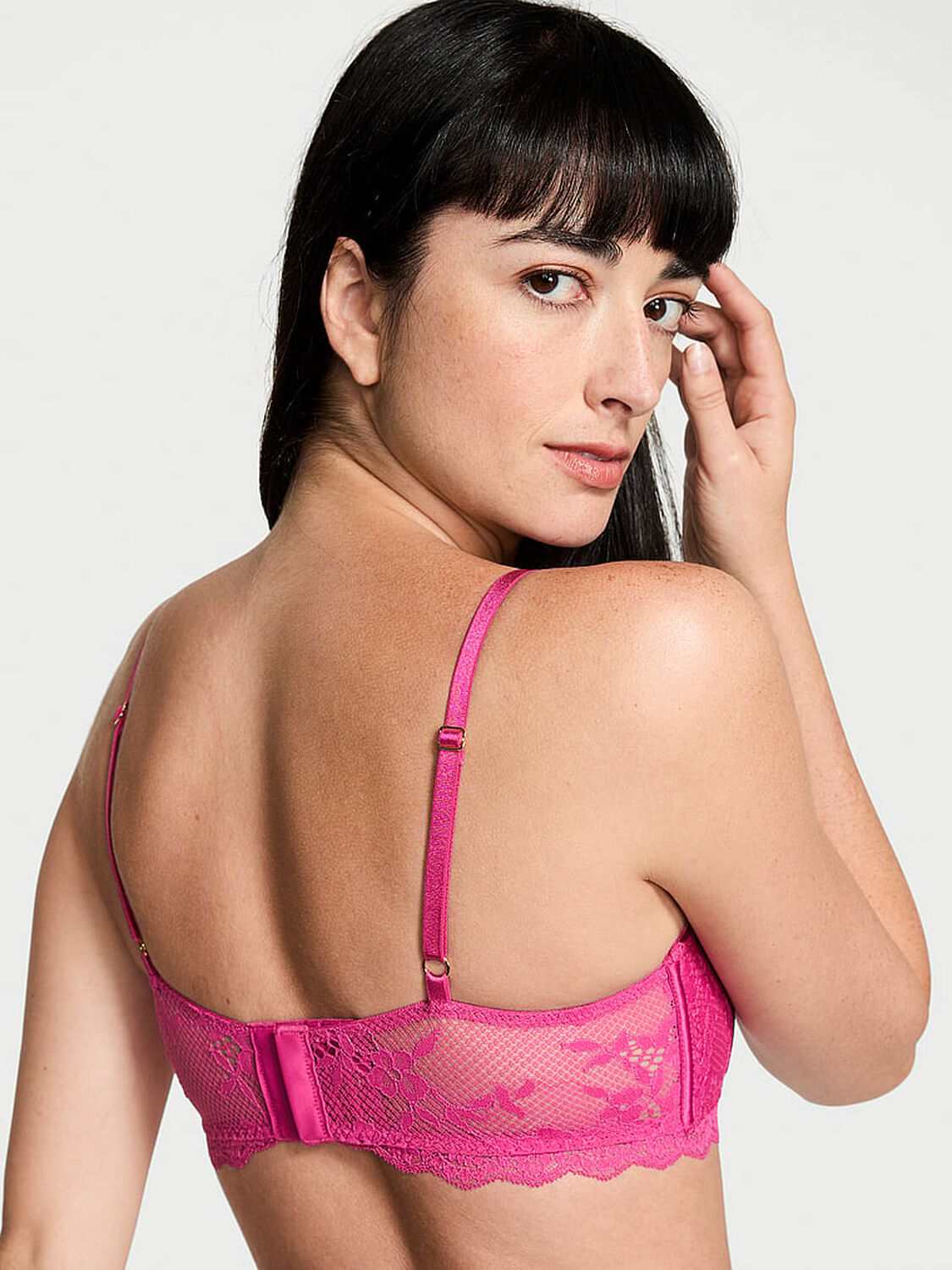 vs Dream Angels Lace Lightly Lined Bandeau Luscious Rose 2 of 4 