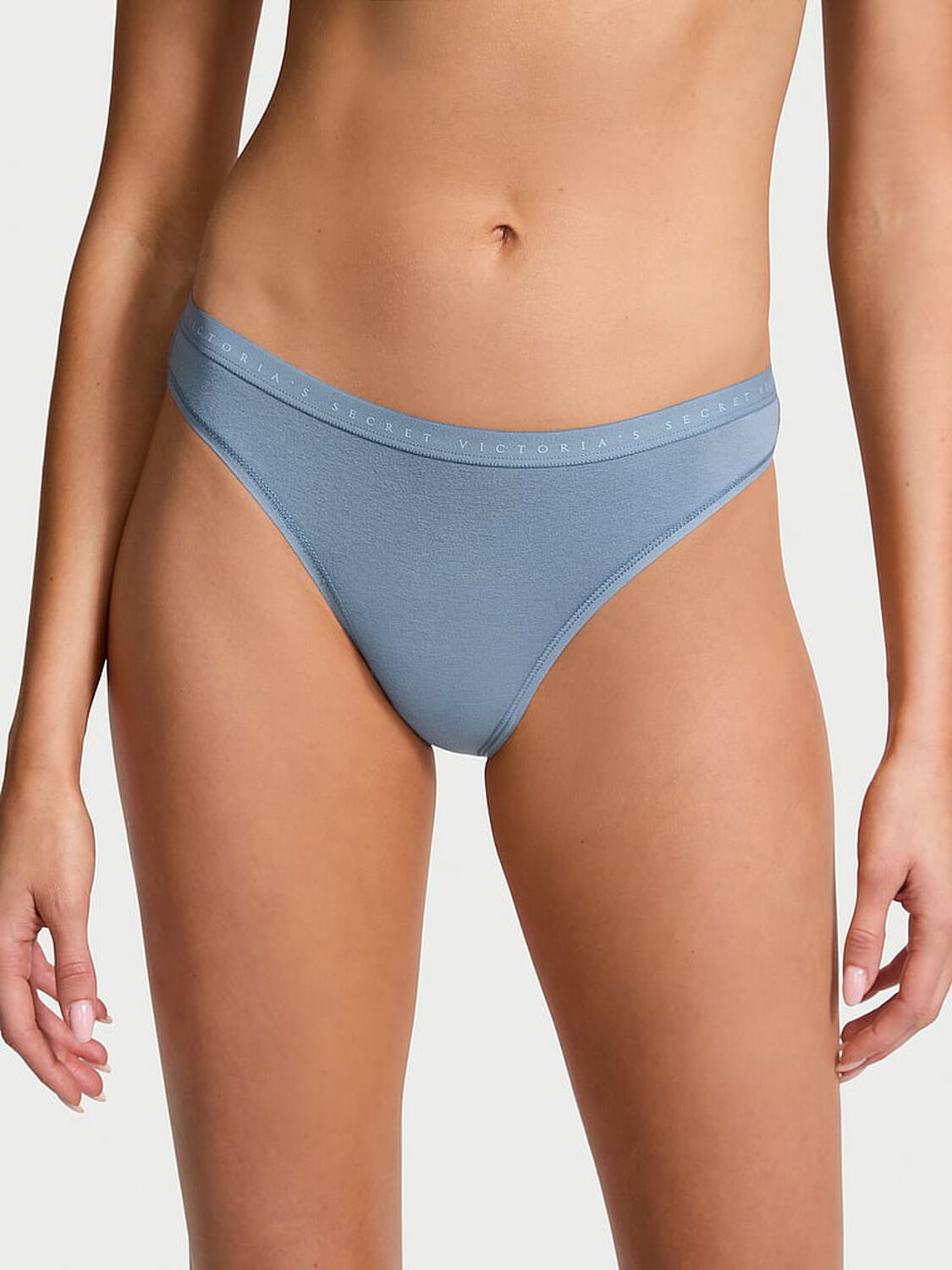 vs Victoria's Secret Stretch Cotton Bikini Panty Faded Denim 1 of 3 