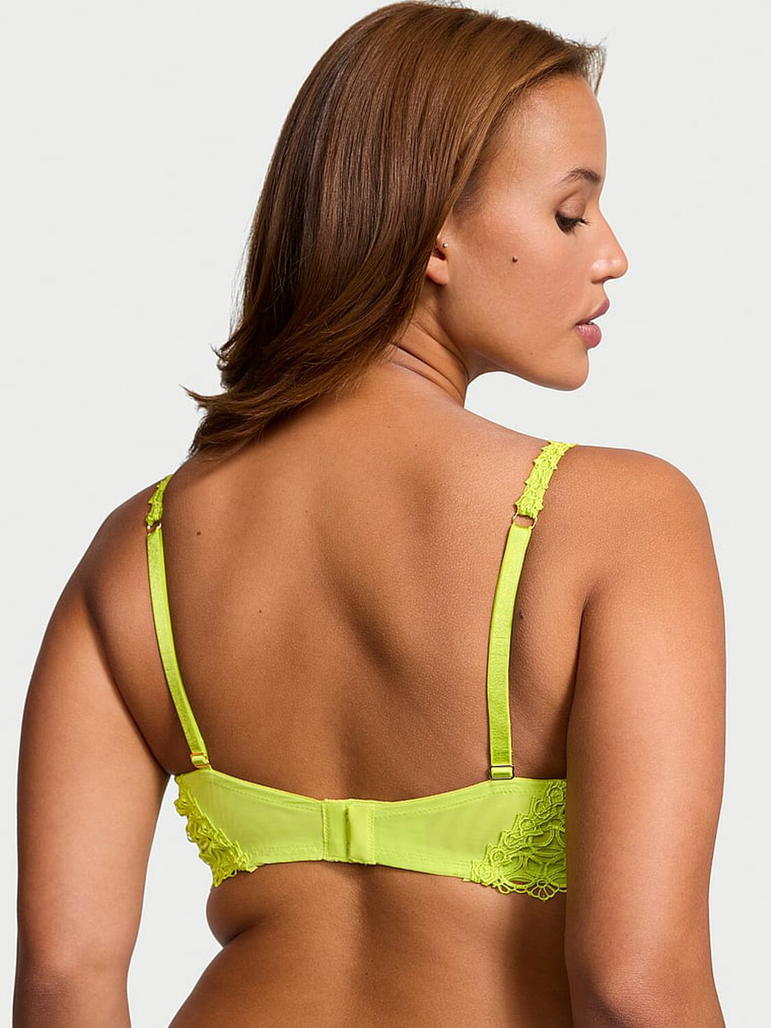 vs Very Sexy Geo Daisy Lace Unlined Low-Cut Demi Bra Limelight 2 of 4 