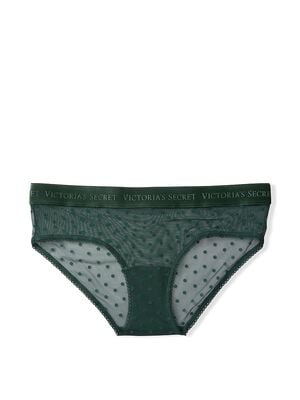 Logo Cotton Velvet Waistband Flocked Hiphugger Panty