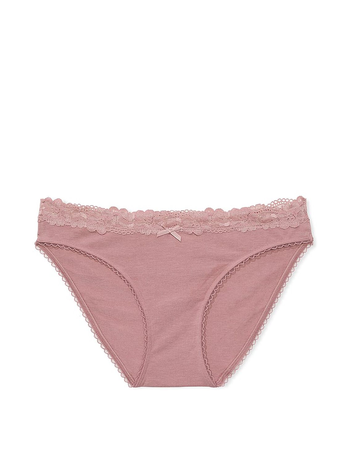 vs Victoria's Secret Stretch Cotton Lace-Waist Bikini Panty Nostalgia Rose 3 of 3 