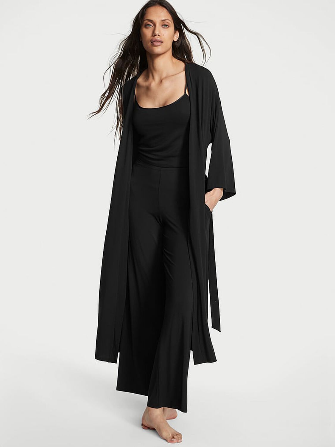 vs Victoria's Secret Modal 3-Piece Pajama Set Black 1 of 3 