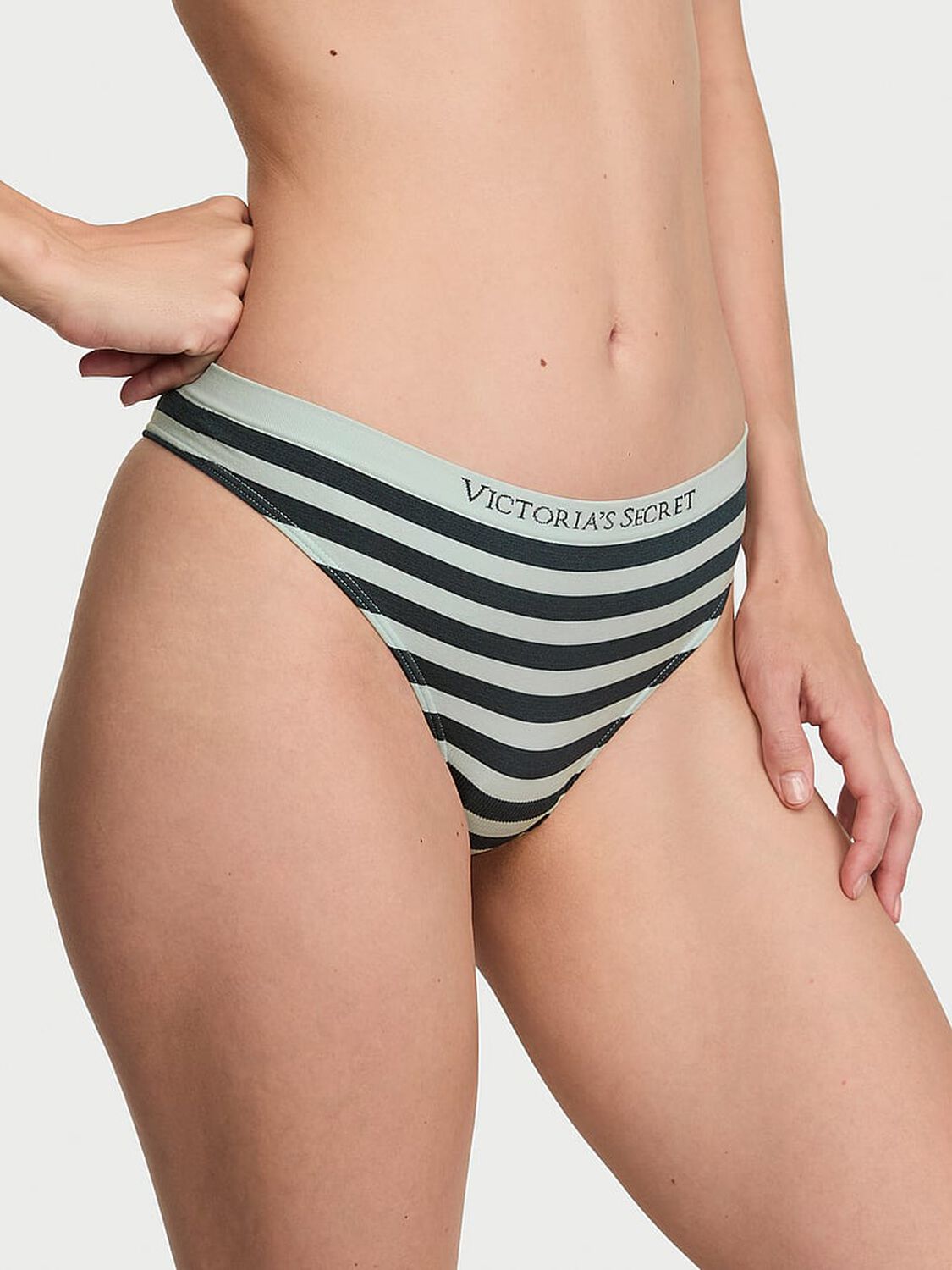 vs Seamless Seamless Thong Panty Noir Navy Beach Stripe 1 of 2 