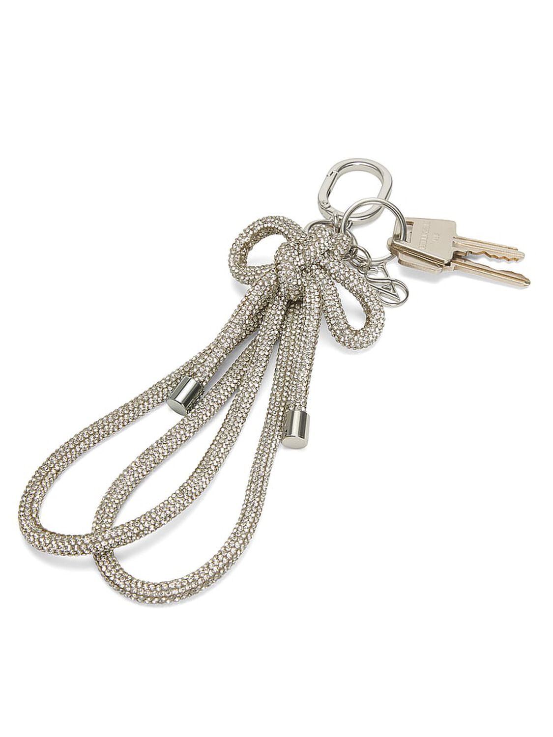 vs Victoria's Secret Knotted Shine Wristlet Strap Keychain Silver 2 of 3 