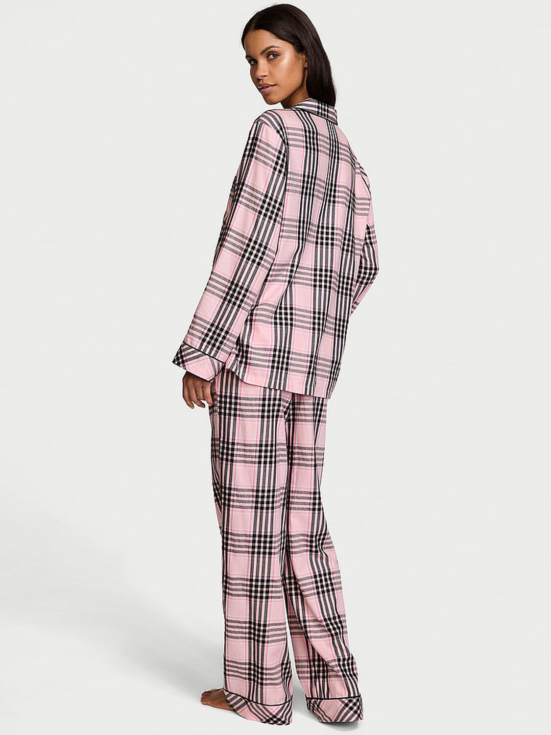 vs Victoria's Secret Flannel Long Pajama Set Plaid 1 of 3 