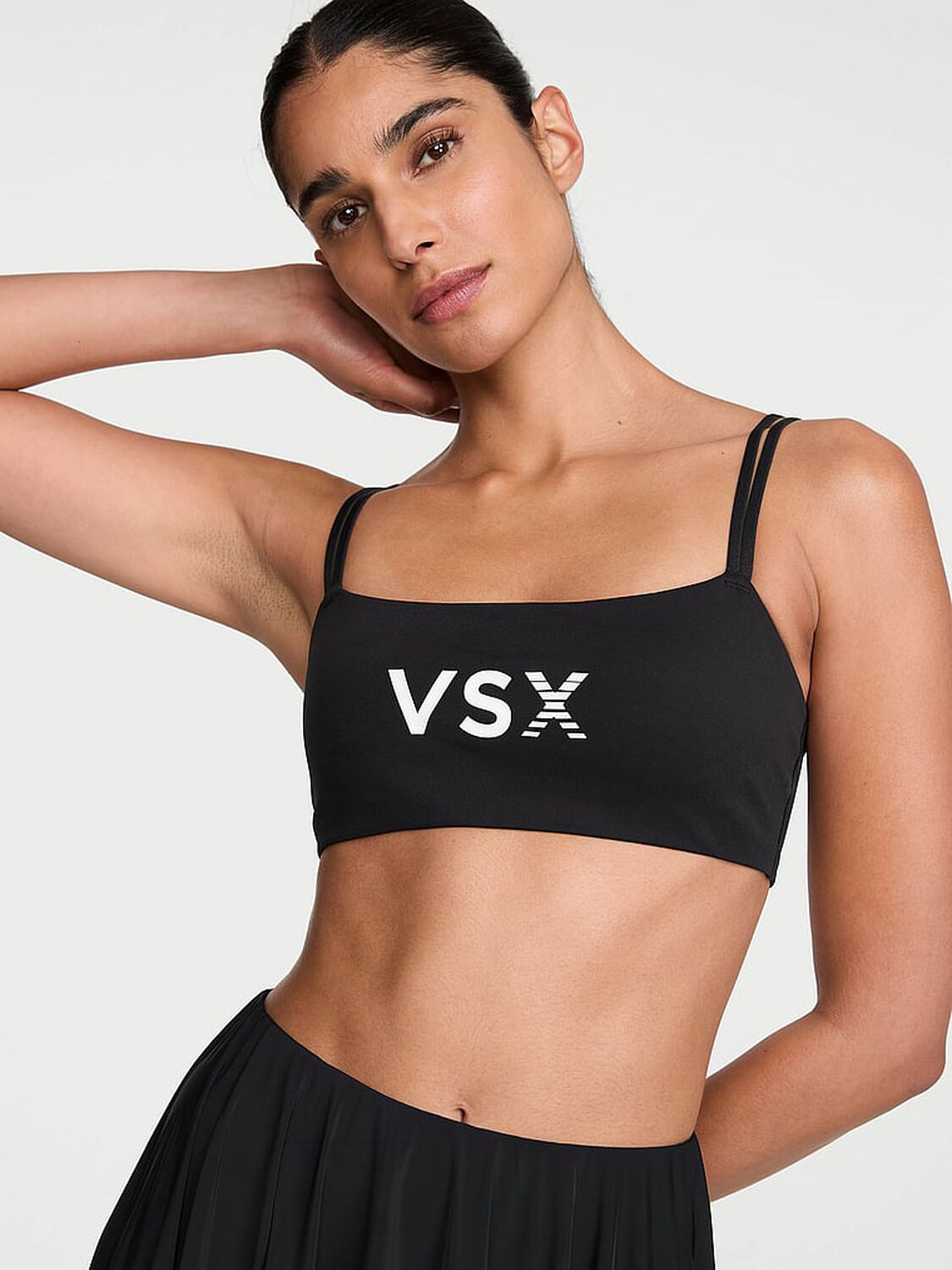 vs Vsx VSX Elevate&trade; Strappy Square-Neck Sports Bra Black 1 of 4 