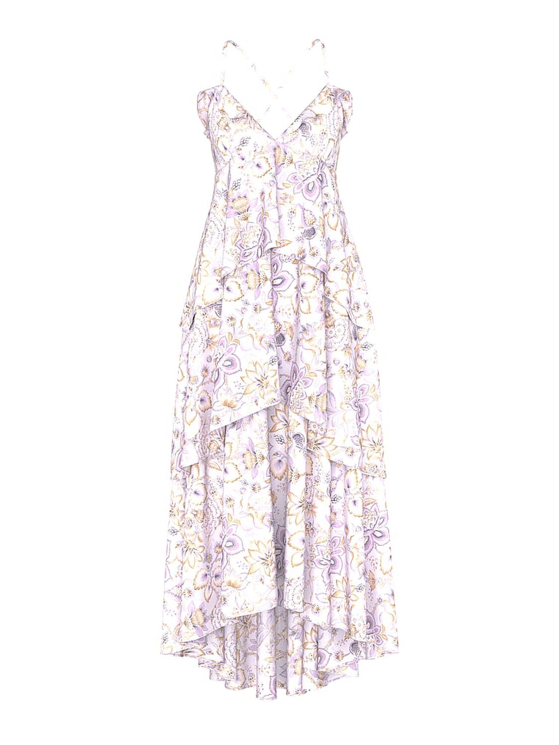 vs Victoria's Secret Vintage Blossom Chiffon Ruffled Maxi Dress Delicate Violet Floral 3 of 4 