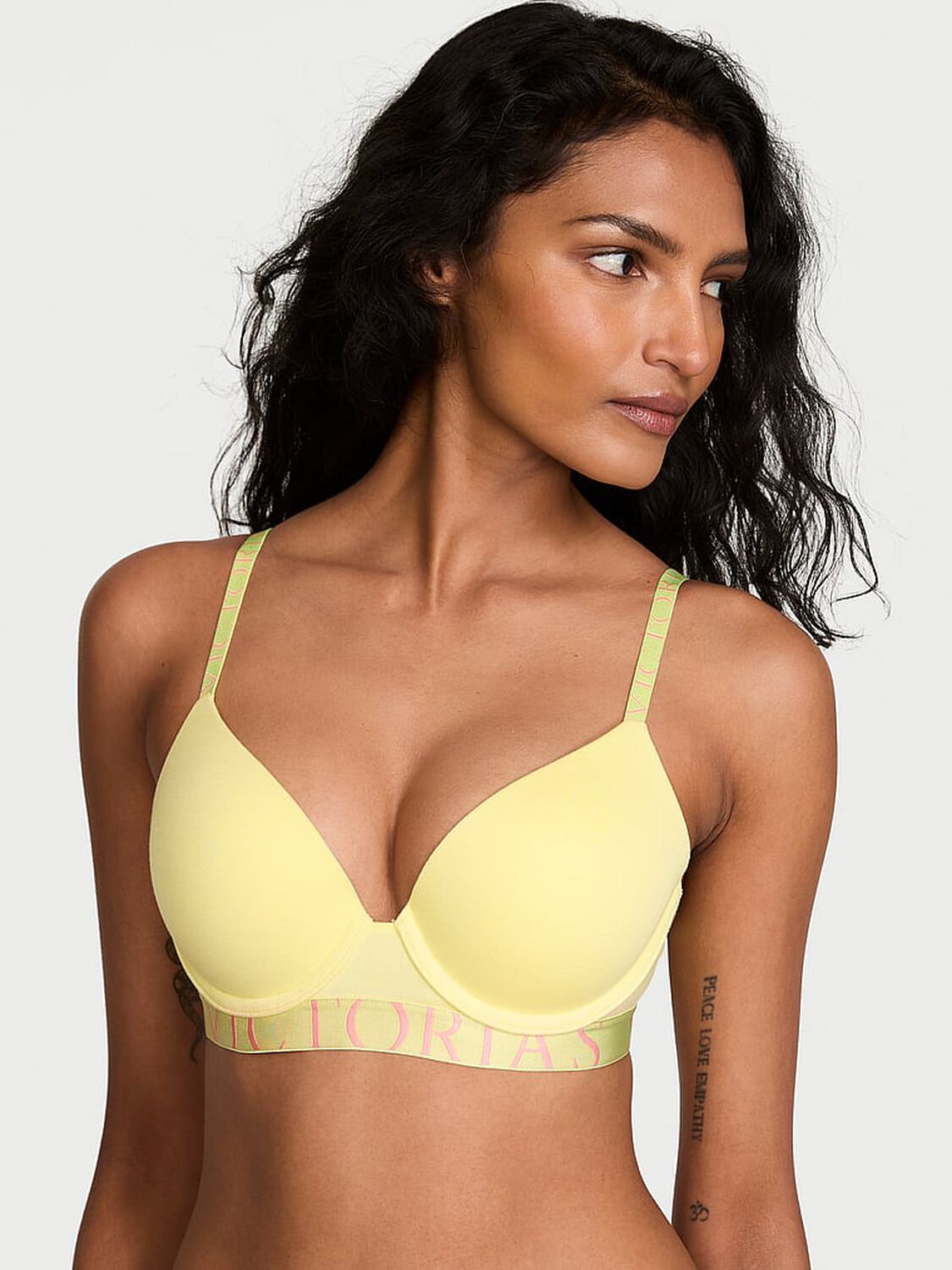 vs The T-Shirt Perfect Shape Cotton Exploded Logo Push-Up Bra Lemonade 1 of 2 