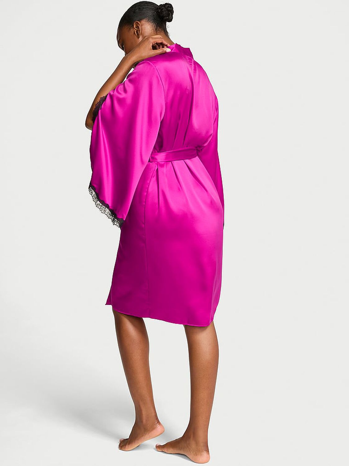 vs Very Sexy Satin Rose Lace-Trim Midi Robe Berrylicious 2 of 3 