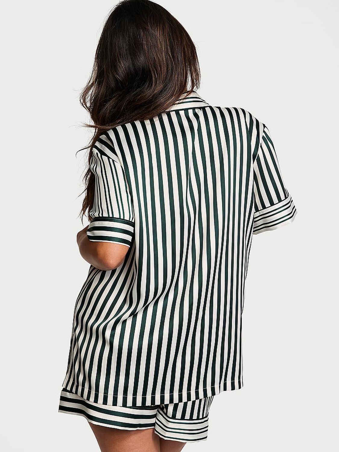 vs Victoria's Secret Glazed Satin Short Pajama Set Iconic Stripe 2 of 4 