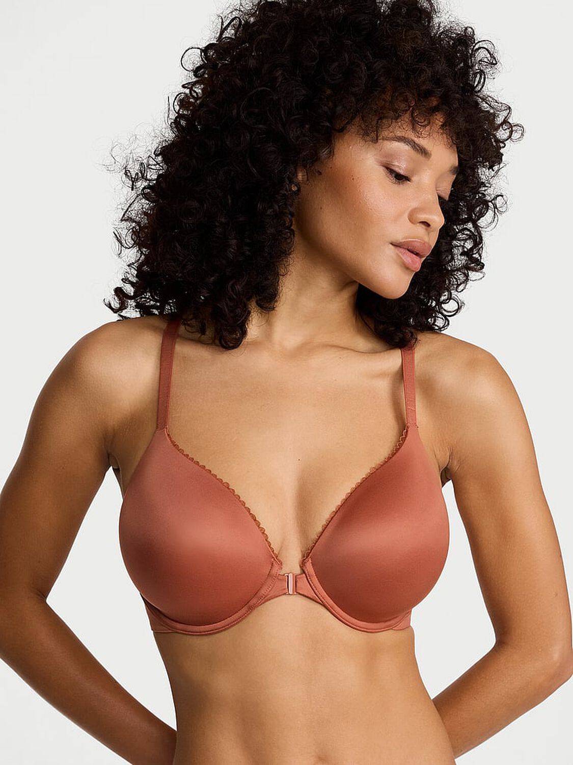 vs Body By Victoria Lightly Lined Lace Racerback Full-Coverage Bra Copper Brown 1 of 4 