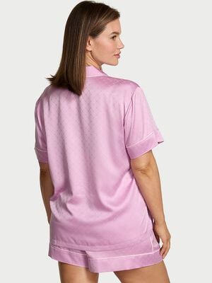 Glazed Satin Heart Short Pajama Set