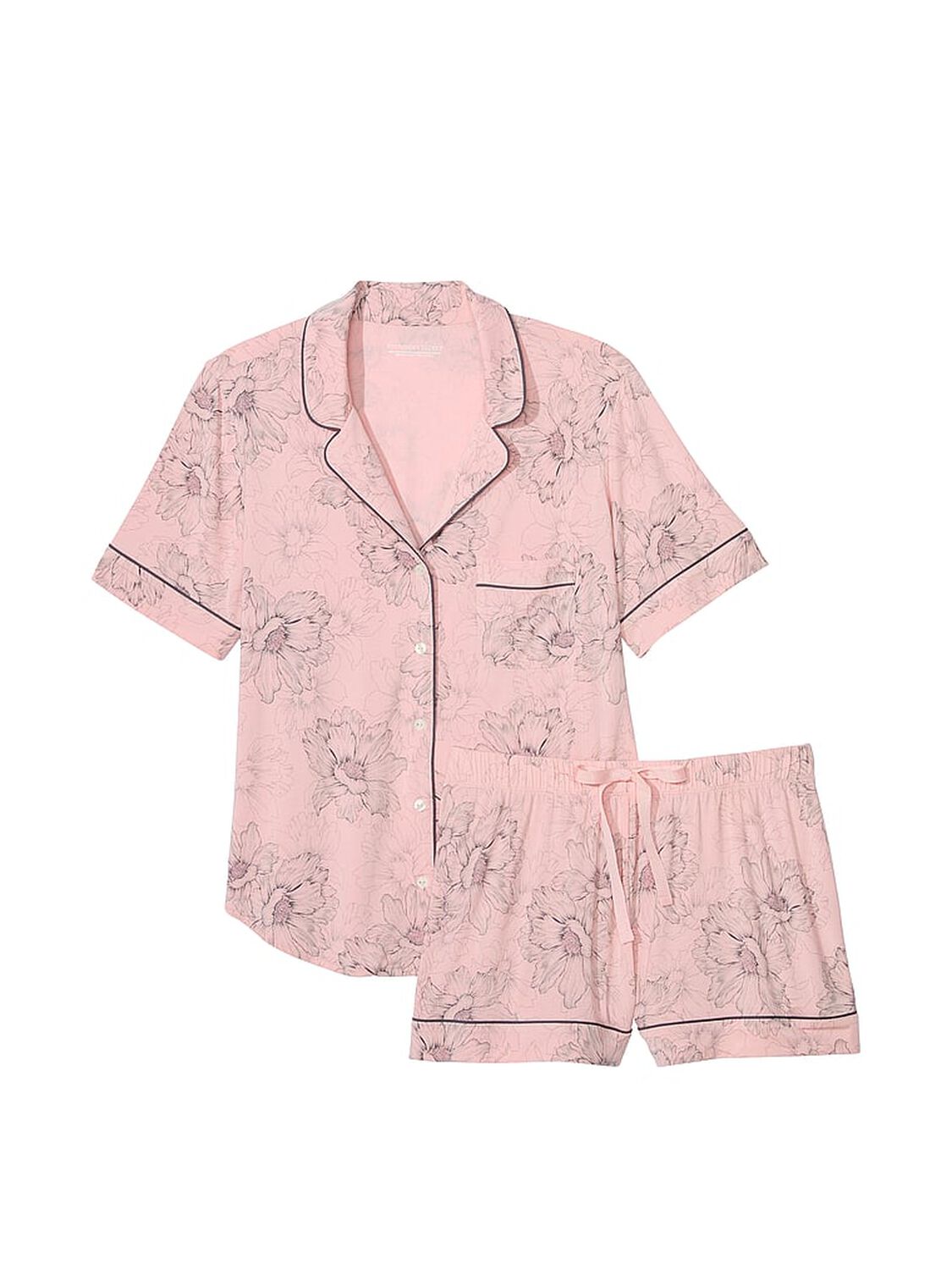 vs Victoria's Secret Modal Short Pajama Set Pink Outline Floral 3 of 4 