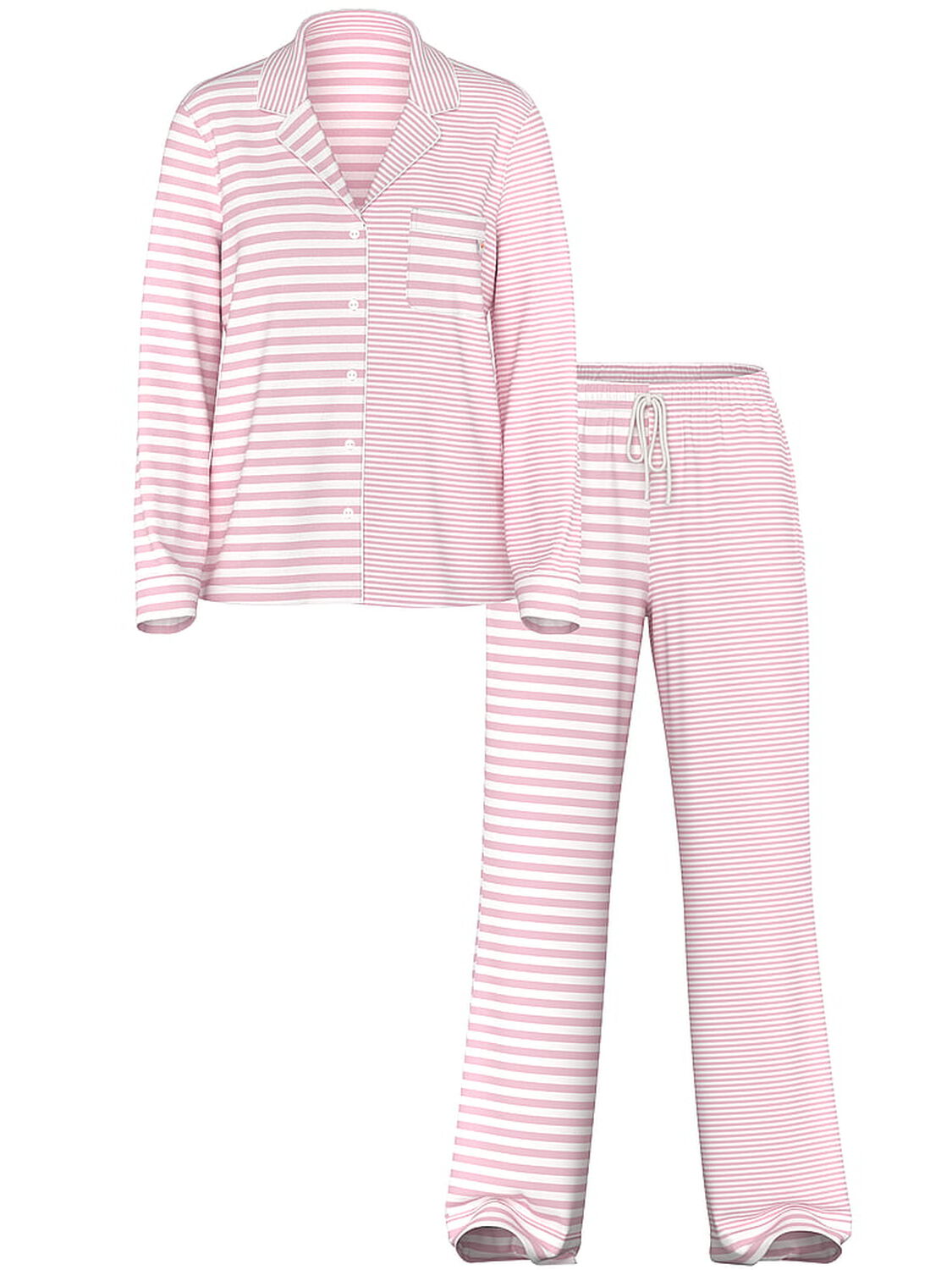 vs Victoria's Secret Modal Soft Long Pajama Set Pretty Blossom/Coconut White Yd Stripe 3 of 3 
