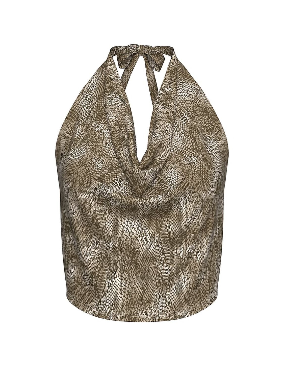 vs Victoria's Secret Swim Beachwear Mesh Cowl-Neck Halter Top Snake 3 of 3 