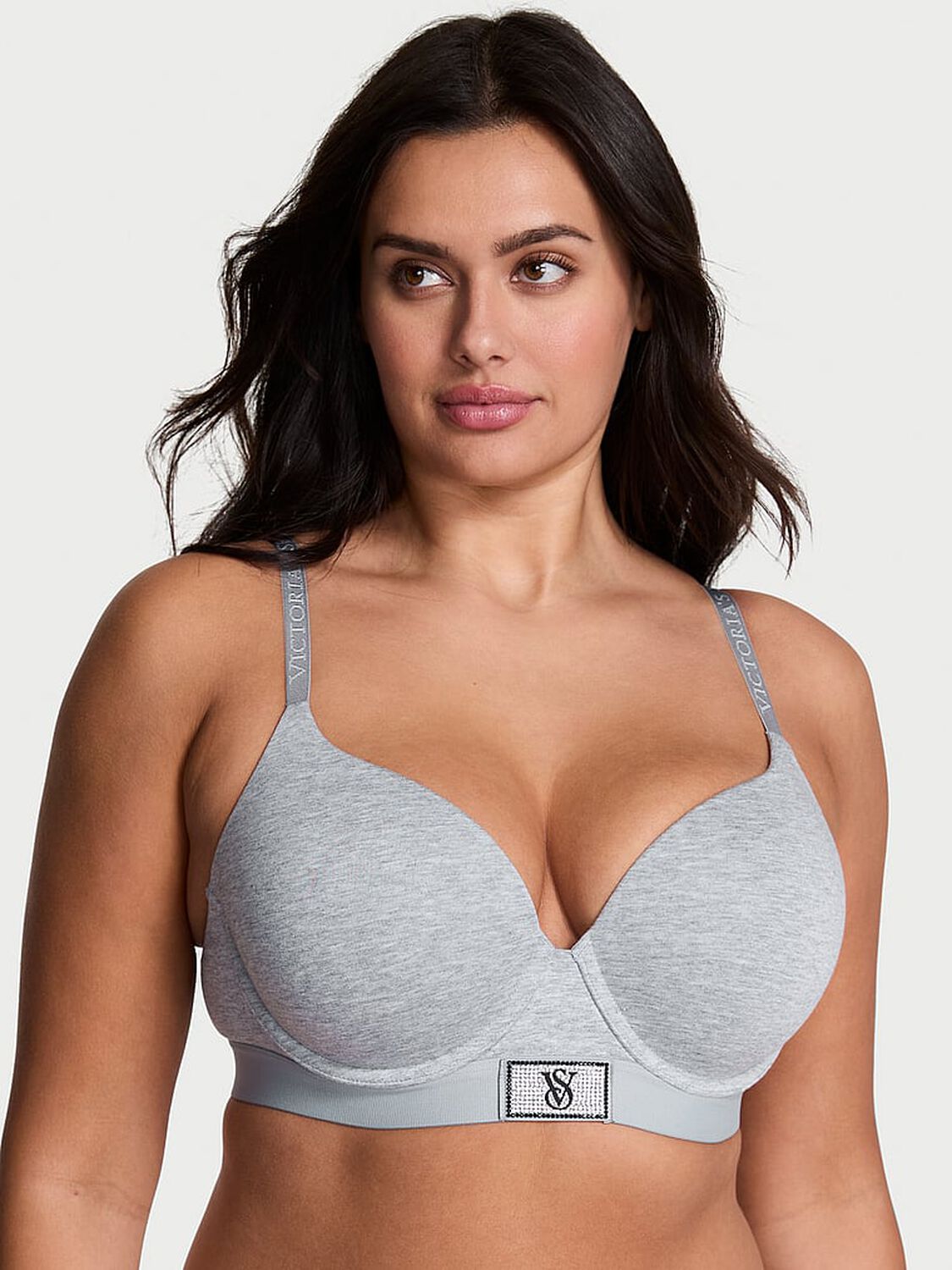 vs The T-Shirt Perfect Shape Shine Patch Push-Up Bra Medium Heather Grey 1 of 3 