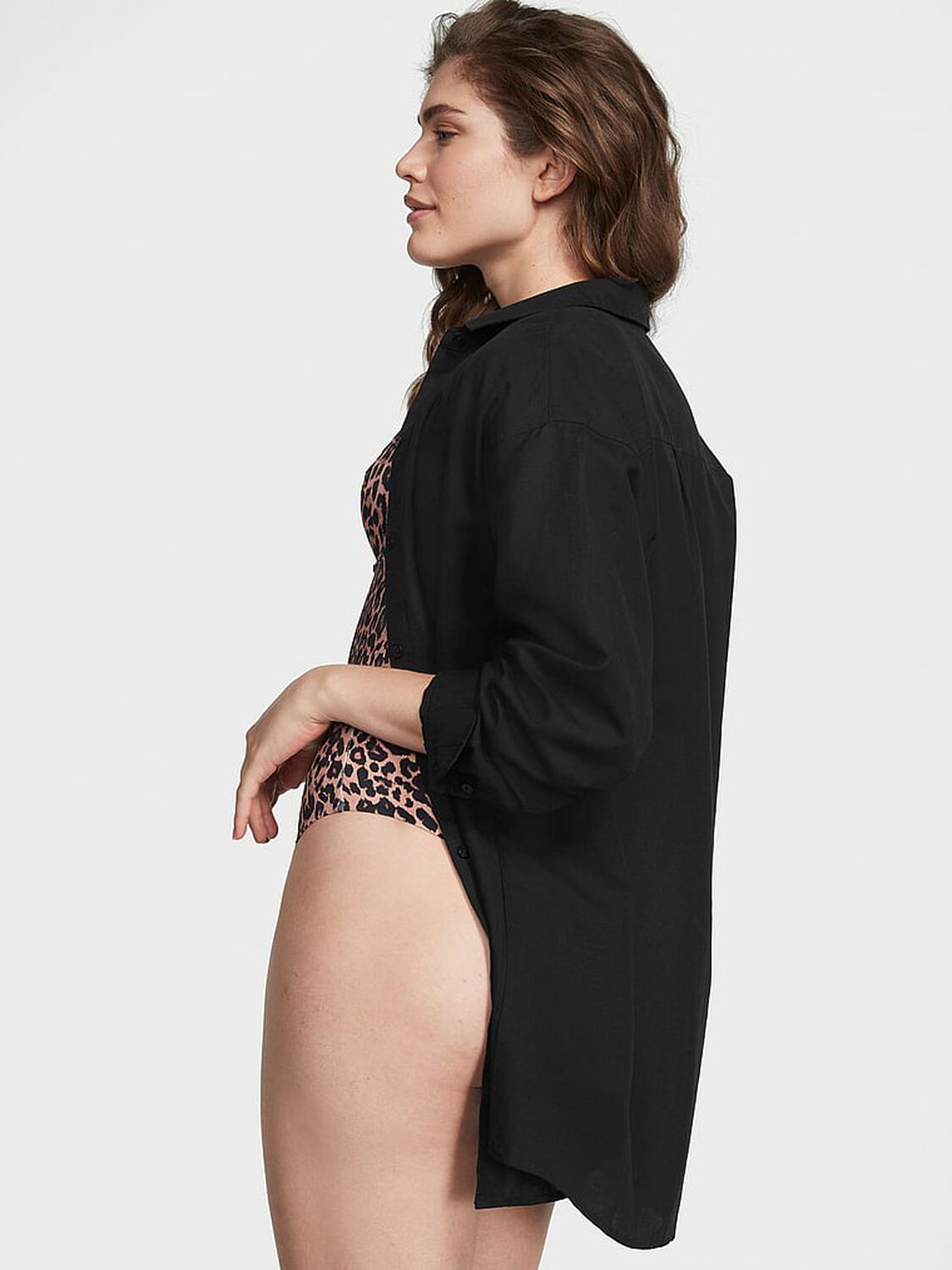 vs Victoria's Secret Swim Boyfriend Shirt Dress Black 2 of 3 