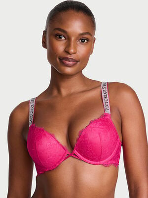 Bombshell Add-2-Cups Shine Strap Rose Lace Push-Up Bra