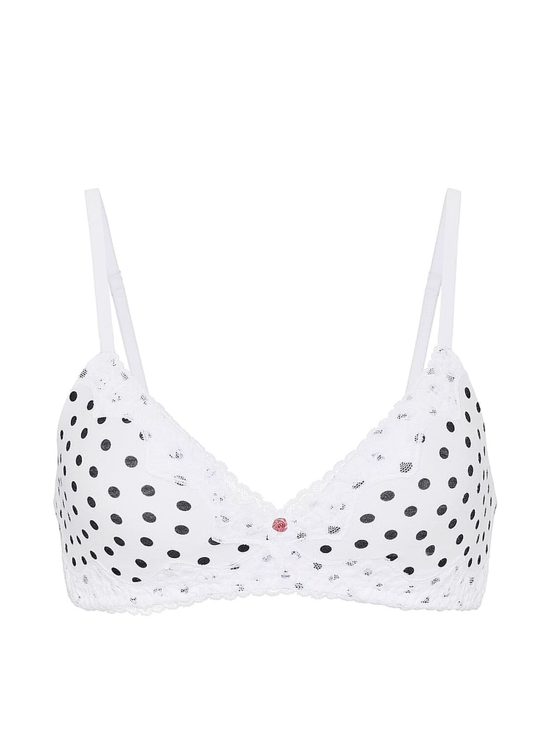 vs The T-Shirt Cotton Lace-Trim Lightly Lined Wireless Bra White Dots 3 of 4 