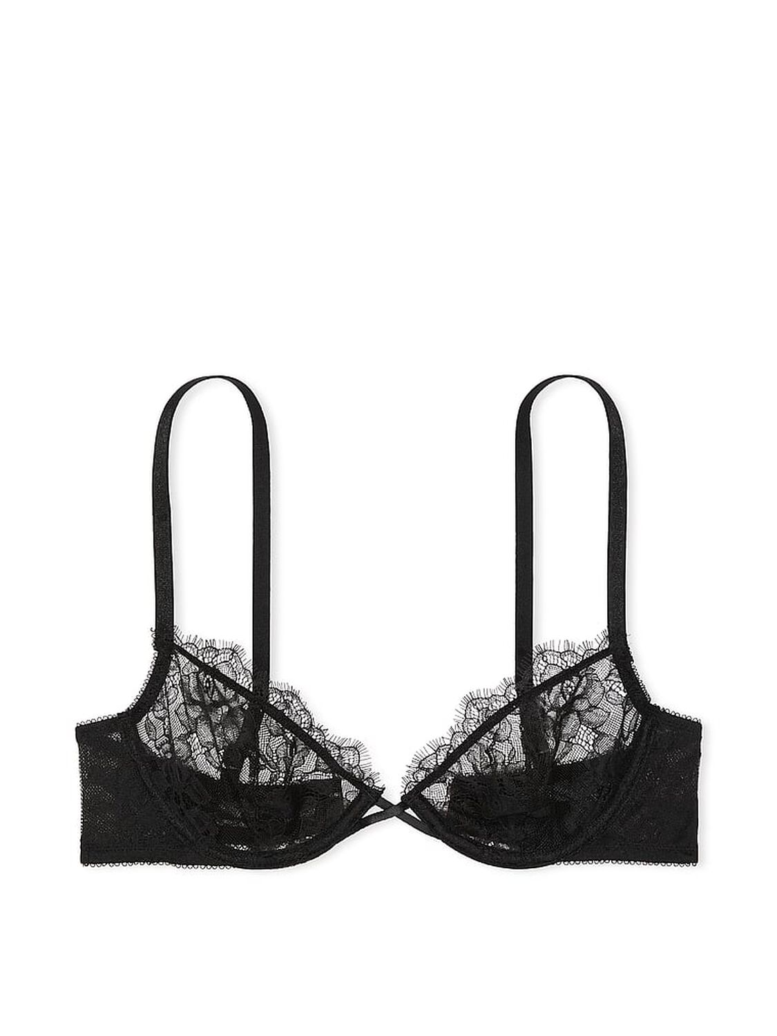 vs Very Sexy Rose Lace Unlined Low-Cut Demi Bra Black 3 of 4 